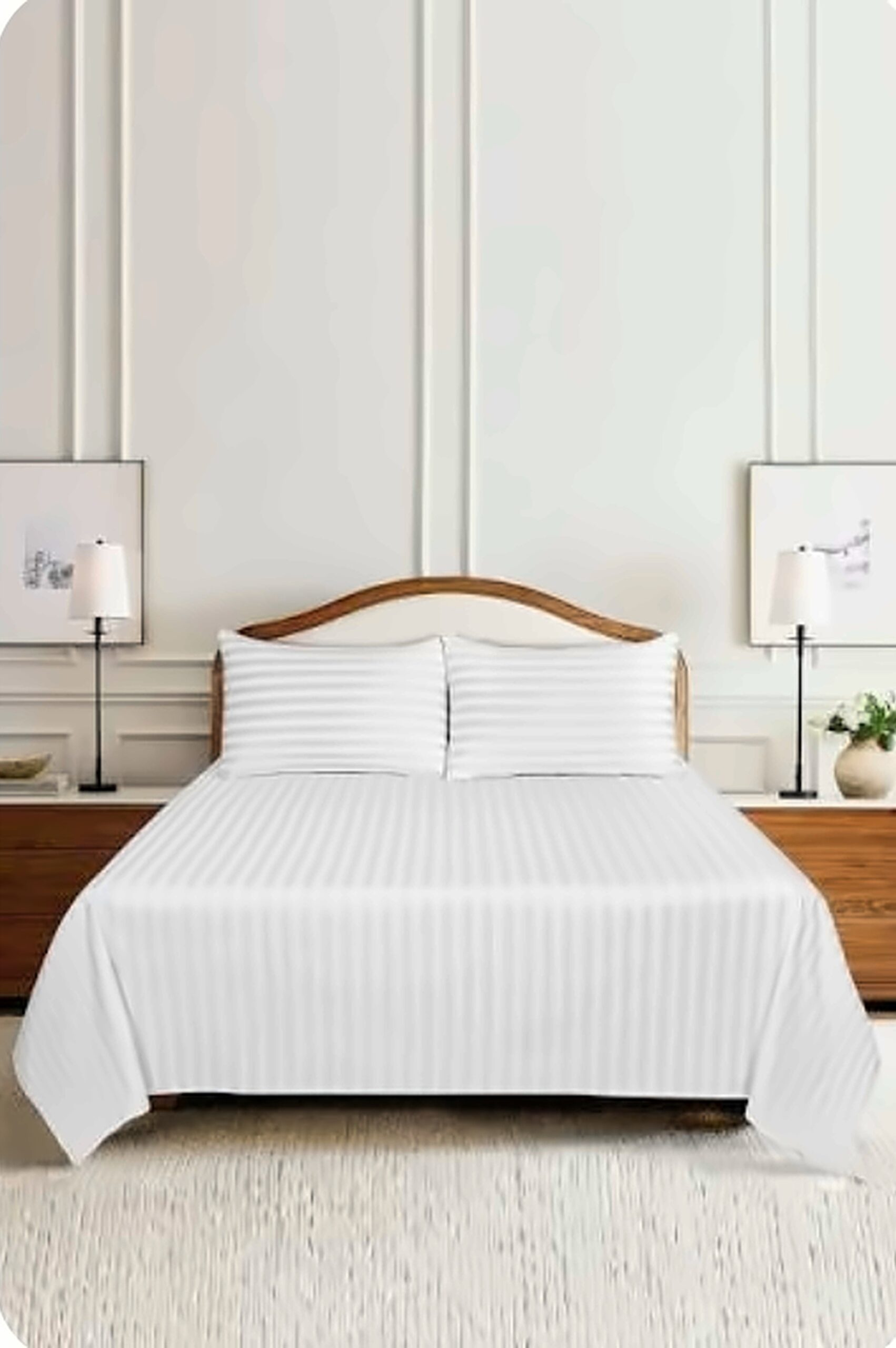 Ivory Pinstripe Bedsheet Set
