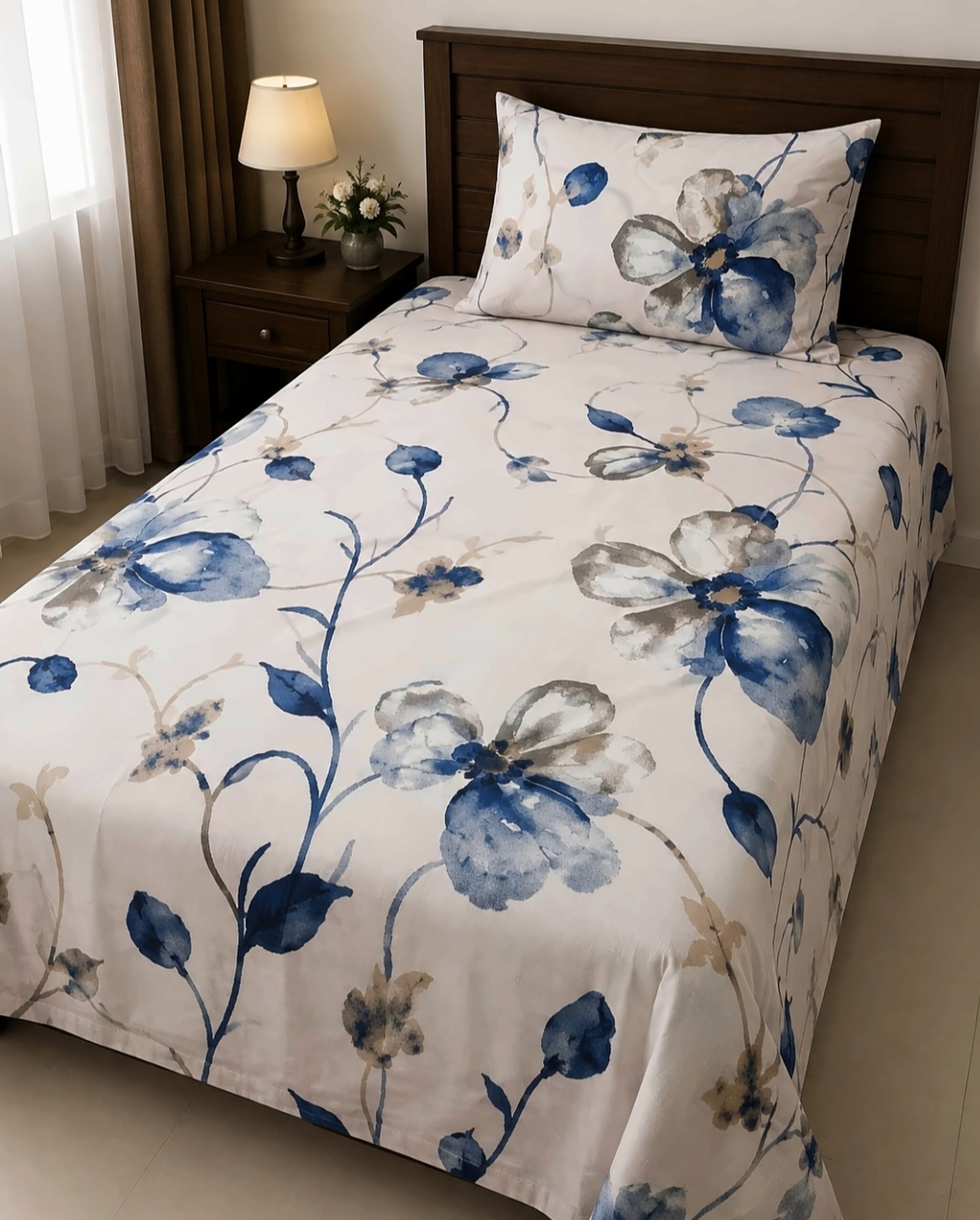 Indigo Bloom Bedsheet Set
